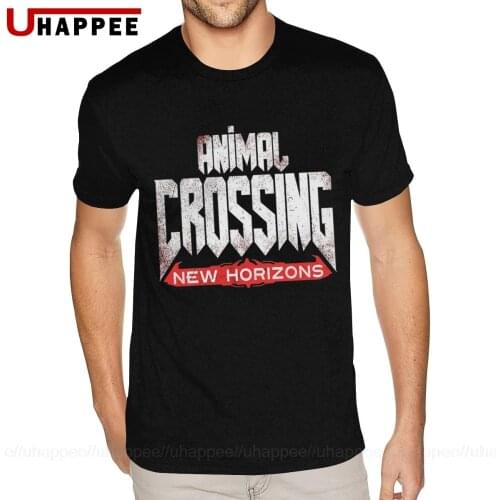 Cute Doom Eternal Animal Crossing Tshirt Men Bespoke Short Sleeve Blue Round Neck Tees Shirts