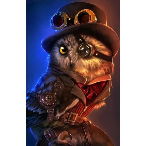 JMINE Div 5D steampunk owl Full Diamond Painting cross stitch kits art High Quality Animal 3D paint by diamonds
