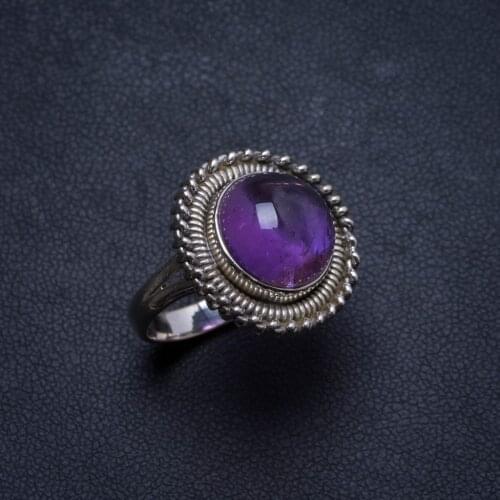 Natural Amethyst Handmade Unique 925 Sterling Silver Ring, US size 6.25 X2441