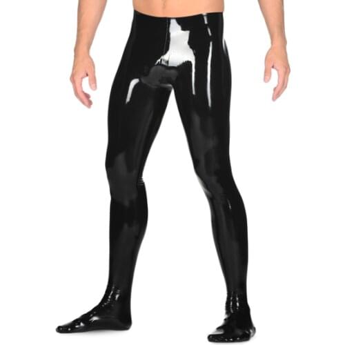 Latex Soft Trousers Rubber Pants with Socks Men Sexy Leggings Natural Latex Handmade Fetish Leggings Pantyhose