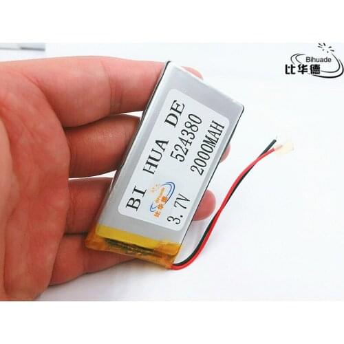 Li-Po 1pcs 3.7V,2000mAH,524380 Polymer lithium ion / Li-ion battery for TOY,POWER BANK,GPS,mp3,mp4,cell phone,speaker