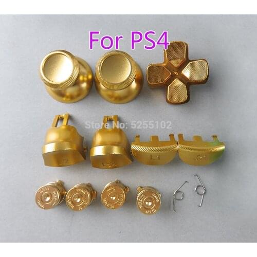 10Sets For Sony 4 Pro JDS-040 4.0 Metal Buttons Aluminum Metal Thumbstick Analog Grip Buttons D-Pad L1 R1 L2 R2 Trigger spring