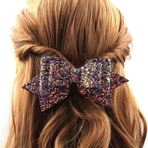 5 Inch Fashion Kids Hair Clips Girls Glitter Bling Hairgrips For Girls Dance Party Hair Bow Hair Accessories Headwear Ornaments