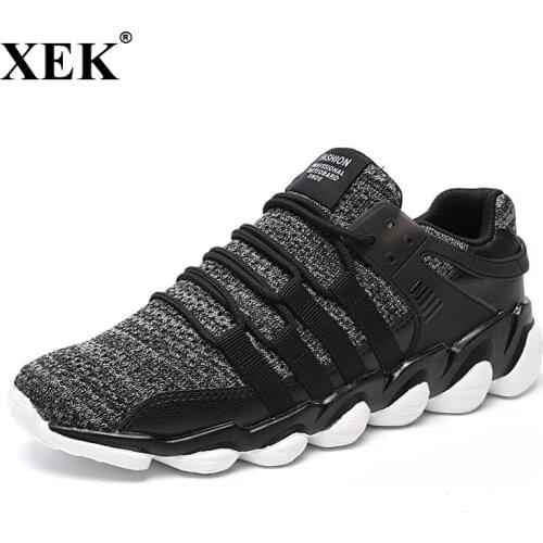 XEK 2018 New Running Sneakers For Men Trainers Breathable Mesh Sports Non-slip Shoes Walking Athletics Trainers Men Shoes JH35