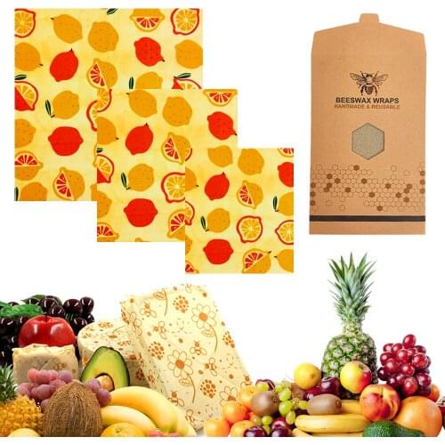 Beeswax Wrap Eco Friendly Kitchen Wrap Replacement Organic Natural Bees Wax Reusable Mixed Pattern Beeswax Food Wraps