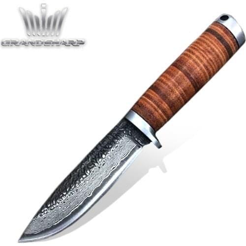 BBQ Outdoor Hunting Knife High-carbon Steel Damascus Pattern Fixed blade Camping Fishing Survival Equipment Tactical Tools NEW