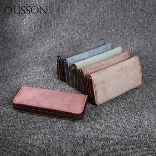OUSSON Multi-Color Fashionable Casual Large Capacity Cash And Card Bag Soft Leather Women Long Wallet