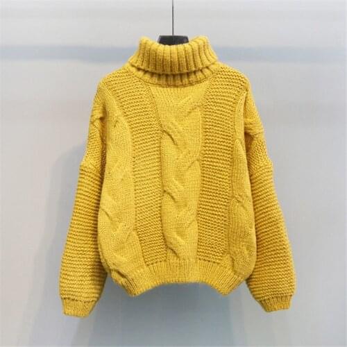 Turtleneck Pullovers Sweater 2021 Autumn Winter Short Sweater Women Knitted Casual Soft Jumper Fashion Long Sleeve Pull Femme