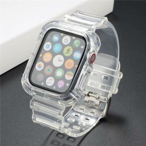 Newest Sport Strap for Apple Watch Band Series 6 1 2 3 4 5 se silicone Transparent for Iwatch 5 4 Strap 38mm 40mm 42mm 44mm wirs