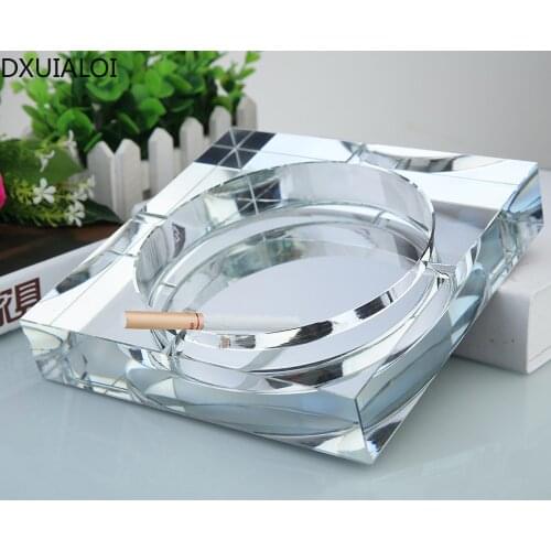 Crystal Glass Ash Tray Black / Gold / Tranparent Square Shape Cigar Ashtray Smoking Accessories Office Modern minimalist gift