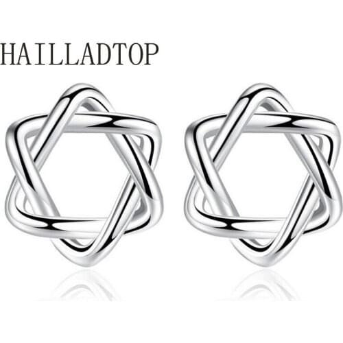 Korean Style Stud Earrings Women Piercing Jewelry Simple Hollow Star of David Hexagram Stud Earrings For Women Girls Gift
