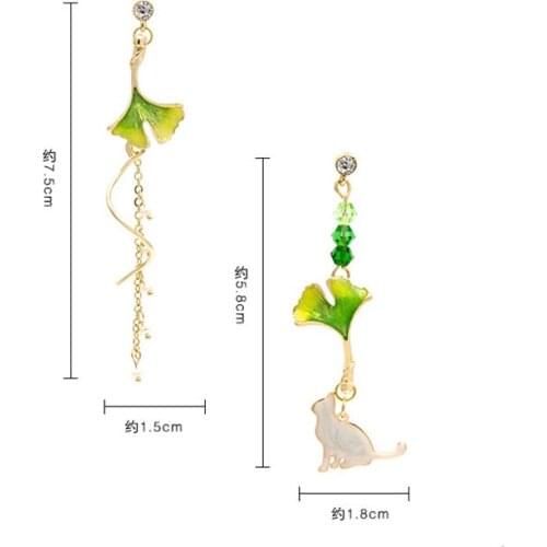 Ginkgo cat earrings Design Fashion Acrylic flower earrings Women earrings Party Accessory