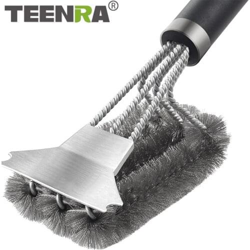 TEENRA Stainless Steel Barbecue Brush Stainless Steel Barbecue Cleaning Tool kitchen accessories Barbecue accessories