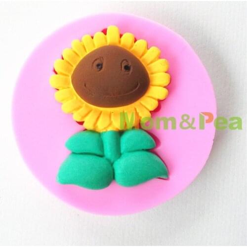 Mom&Pea 0677 Free Shipping Cartoon Sunflower Shaped Silicone Mold Cake Decoration Fondant Cake 3D Mold