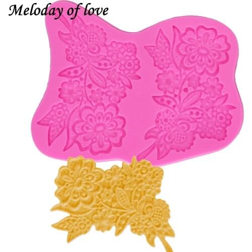Flower silicone mold Cake Onlay Border Embosser Molds Fondant chocolate Wedding cake decoration liquid silicone rubber T0954
