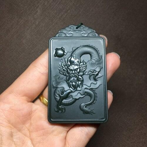 Xinjiang Hetian jade sapphire black sapphire pendant pendant dragon brand men and women scrub a fine jewelrys hp98