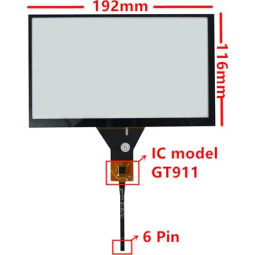 Universal 8 inch 192mm*116mm GT911 High compatibility Capacitive Touch Digitizer Car DVD navigation Touch screen panel Glass
