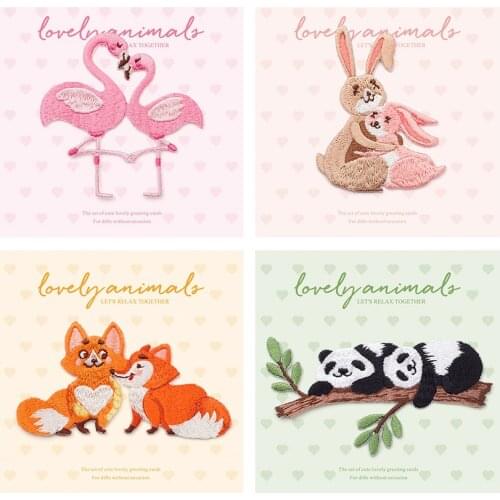 Lovers Animal Patches For Clothing Embroidery Patch Panda Flamingo Bird Fox Ironing Stickers DIY Decorations For Clothes Badges