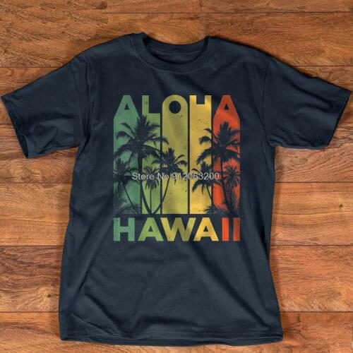 Aloha Hawaii Hawaiian Island T Shirt Vintage 1980S Throwback Cotton Tshirt Hip Hop Tees Harajuku Streetwear