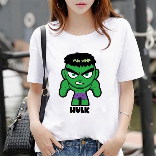 Marvel Women Tshirt Punk The Hulk Print Short Sleeve Summer Plussize O-Neck T Shirt Female Tee Tops Dropship Clothes