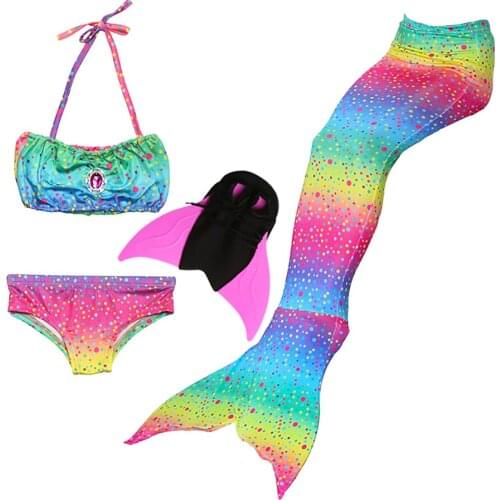 2020 Mermaid Costume Dress Up Mermaid Swimsuit Girl Outfit Set Fins Summer Beach Vacation Carnival Costume 3-12 Years