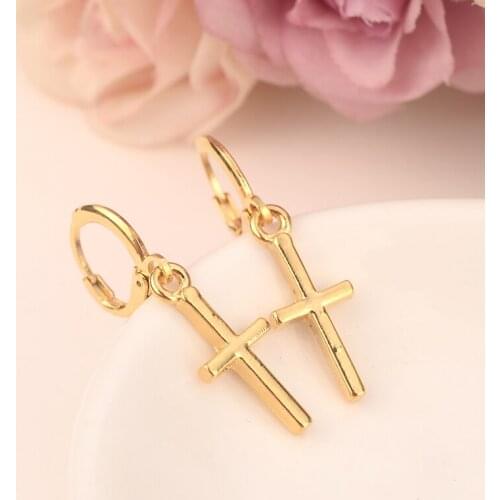 Gold cross drop earring Ethiopian/Nigeria/Kenya /Ghana Gold color Dubai african Arab Middle Eastern Jewelry Mom Gifts