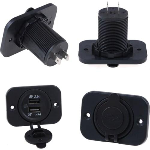1 pcs 12V 5V Outlet 2.1A Dual 2 USB Port Charger Cigarette Lighter Socket Splitter For Car Auto Motorcycle Truck Boat