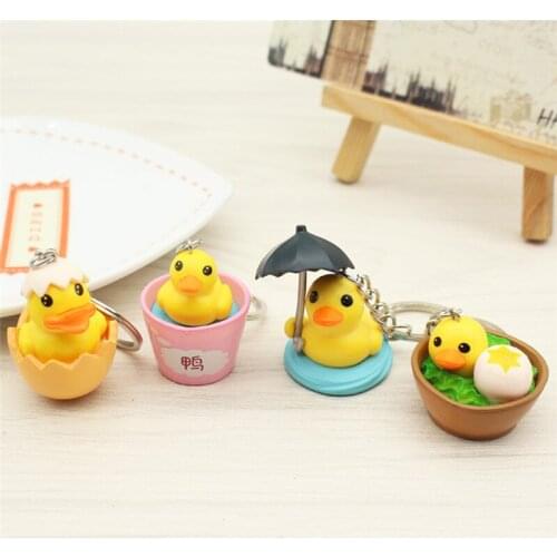 1pcs Cute Yellow Duck Lovely Cartoon Animal Bag Hanging Pendant For Car Ornaments Auto Interior Decoration Keychain Random
