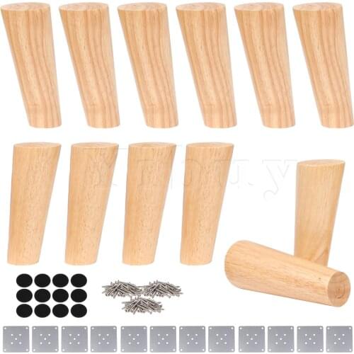 12 Pieces 15cm H Wood Oblique Tapered Furniture Feets Tea Table Legs