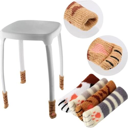 4Pcs/set Chair Leg Table Foot Covers Floor Protectors Doorknob Cover Lovely Cat Feet Furniture Anti-skid Cushion Home Decoration