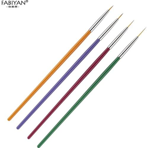 4Pcs/set Nail Art Liner Painting Drawing Line Stripes Flower DIY Tips UV Gel Pen Brush 7/9/11/15mm Line Stripes Grid DIY Salon