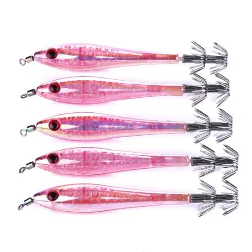 7Colors 5pcs/set 6g/9.5cm Artificial Wobbler Luminous Squid Needle Plastic Hard Bait Swimbait With Hook Bionic Bait 3D Eyes