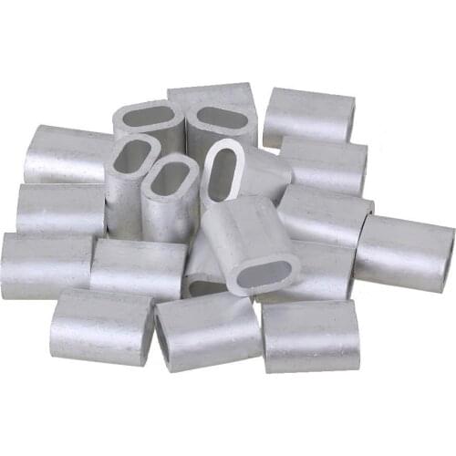 8mm Oval Shape Sliver Aluminum Crimping Loop Wire Rope Clip Sleeves Clamps for M8 Wire Rope Pack of 50