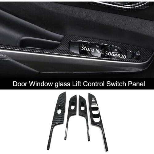 ABS Carbon fibre Door Window glass Lift Control Switch Panel Cover Trim Car Styling 4pcs For Nissan Navara NP300 2017 2018 2019