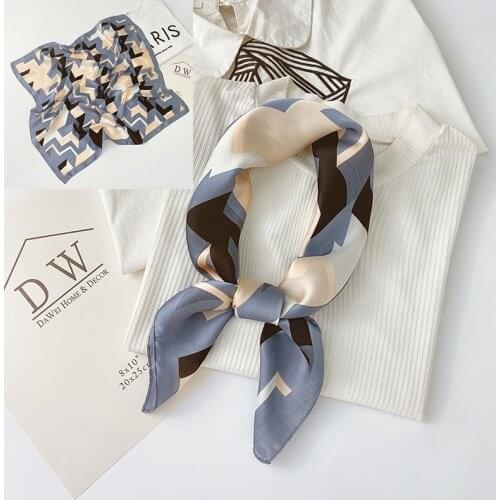 Aurdolf 2020 new stripe scarves women houndstooth lattice novelty silk square foulard ladys neck hair scarf printed girl scarf