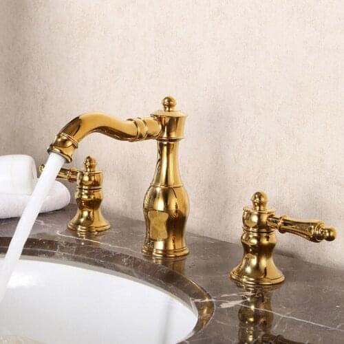 Free shipping Gold /ROSE GOLD /BLACK ORB 8 inch widespread 3 Holes bathroom Washbasin Lavatory Sink faucet mixer tap Classic