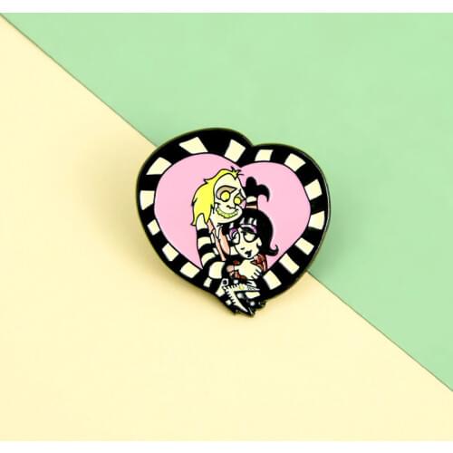 Horror film Beetle Juice Enamel Lapel Pins Fashion Punk Lovers Brooches Badges Couple Pins Wholesale Jewelry Gifts For Friends