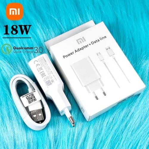 Xiaomi fast charger 18W qc3.0 power dapter USB 100cm USB 3.1 Type C / Micro USB cable for Redmi note 7 8 MI 9 SE 8 6 mix 2 2S 3