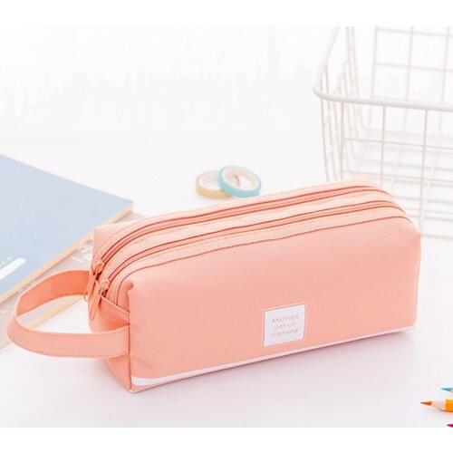 Large-capacity Pencil Case Multi-functional Double-layer Pencil Case Girl Student Stationery Cosmetic Storage Bag 19.5*7.5*7.5cm