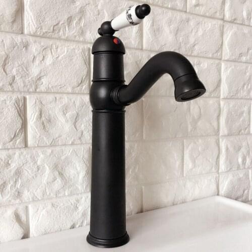 Black Oil Rubbed Bronze Kitchen Wet Bar Bathroom Vessel Sink Faucet Mixer Tap Single Hole Swivel Spout One Handle mnf366