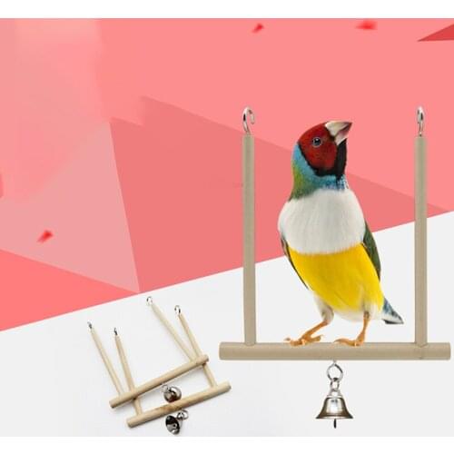Primary Color Wooden Birdcage Perching Parrot Toy Bracket Natural Wooden Swing Pet Supplies Birdcage Accessories