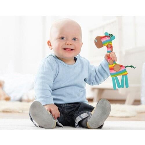 Baby Cute Giraffe Rattles Development Rainbow Stuffed Plush Doll New High Quality Practical Safety Newborn Stroller Toys