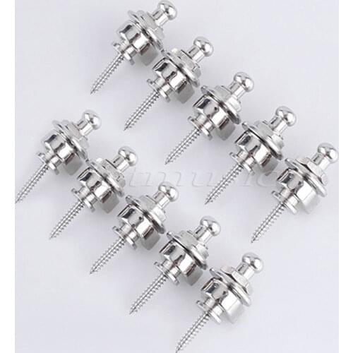 10x Electric Bass Guitar Round Head Skidproof Strap Locks StrapLocks Silver
