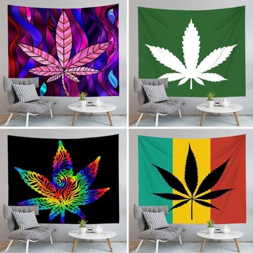 Hot Sell Weed Leaves Tapestry Wall Hanging Decor for Living Room Bedroom Plants Bedspread Square And Rectangle 4 Sizes