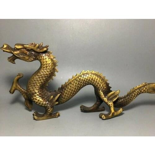 Chinese Fengshui Copper Carved auspicious Dragon honorable Loong Decor Statue