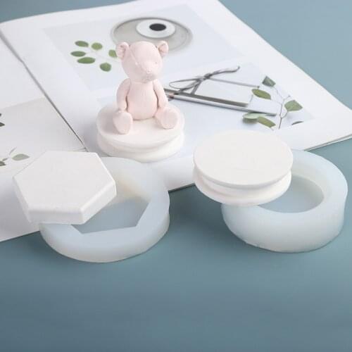 Round Table Base Mould Double Tray Gypsum Silicone Mold Candlestick Candle Holder Crafts Aroma Plaster Tray Molds