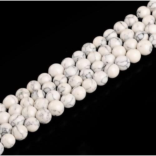1strand/lot Natural Stone White Howlite Turquoises Round Loose Beads 4 6 8 10 12MM For Jewelry Making DIY Accessories wholesale