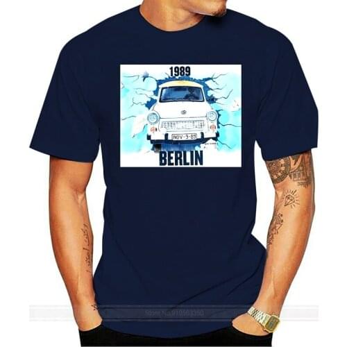 Summer Men Tee Shirt Berlin wall T-Shirt 1989 fall of the wall Trabant classic East German car shir Custom Made T-shirt