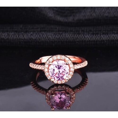 Fashion Luxury Four Claw Zircon Ring Womens Rose Gold Ring Bride Engagement Party Wedding Jewelry Valentines Day Gift
