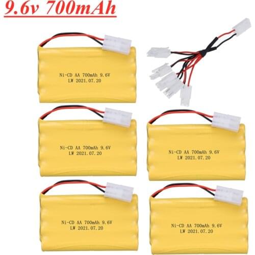 9.6V 700mAh Ni-CD Battery + 9.6v Charger Set For Rc toy Car Boat Gun Tank Train Robot 8*AA 9.6v Rechargeable Battery Pack 1-5pcs